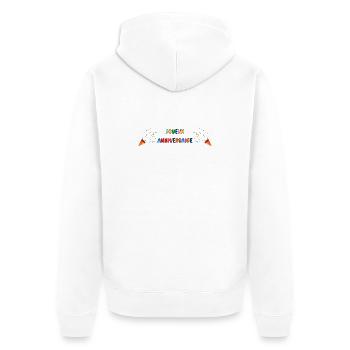 JAHRESTAG. ALLES GUTE ZUM GEBURTSTAG. ALLES GUTE ZUM GEBURTSTAG. - Unisex Premium Bio Zip Hoodie - Weiß - Hinten - Thijin (182cm)