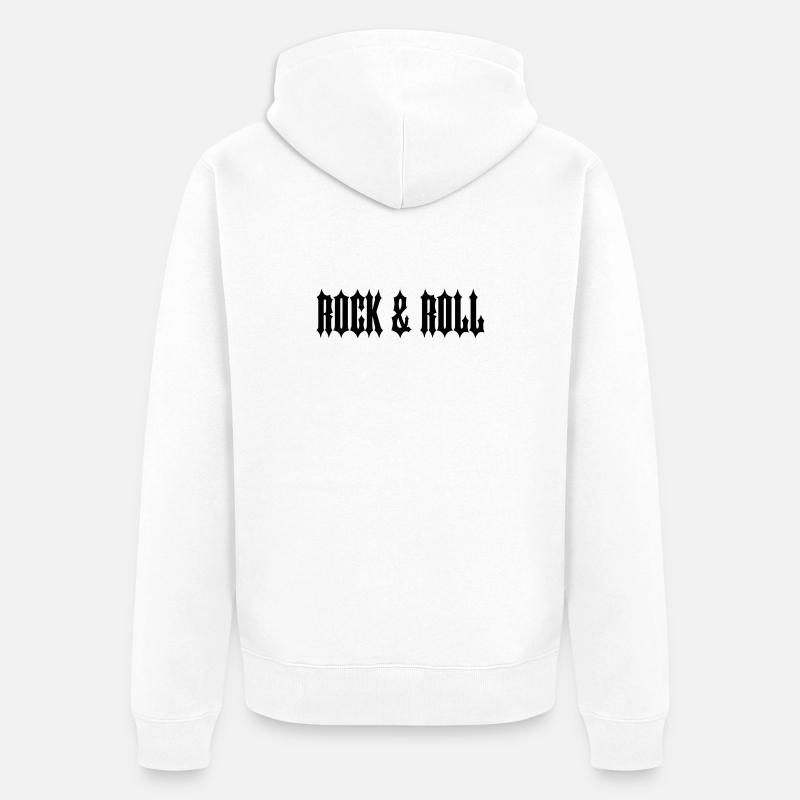 TEXTE NOIR « ROCK & ROLL » - Veste à capuche bio Premium Unisexe - blanc