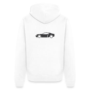 Symbole de voiture Voiture Voitures Atelier Logo Icône du véhicule - Veste à capuche bio Premium Unisexe - blanc - Dos - Thijin (182cm)