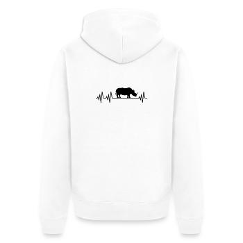 Nashorn Herzschlag Nashorn Herzfrequenz Afrika  - Unisex Premium Bio Zip Hoodie - Weiß - Hinten - Thijin (182cm)