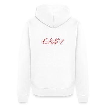 EASY - Unisex Premium Bio Zip Hoodie - Weiß - Hinten - Thijin (182cm)