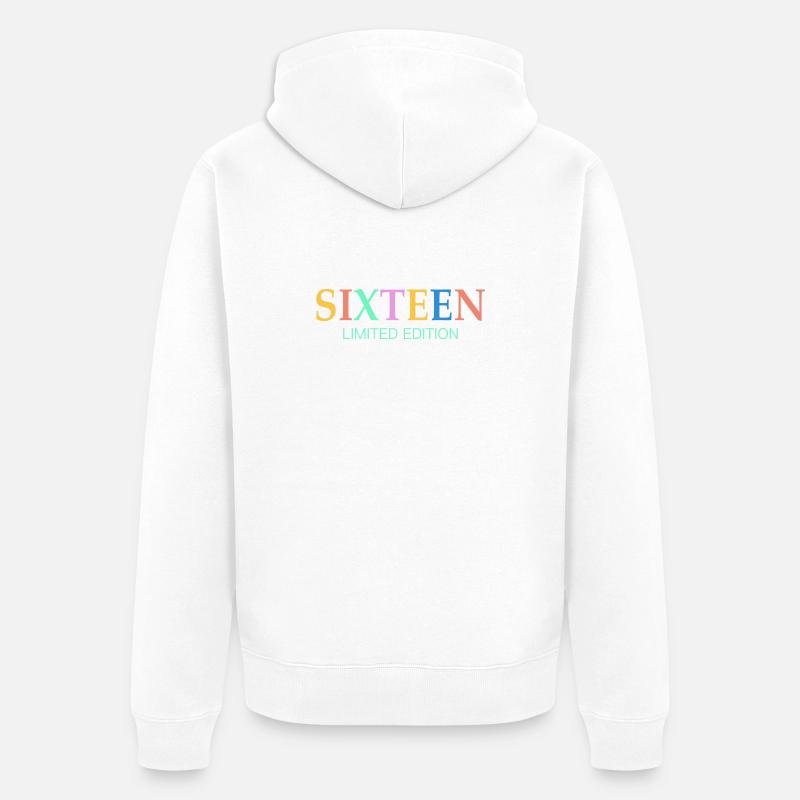 16e anniversaire Édition Limitée Vintage - Veste à capuche bio Premium Unisexe - blanc