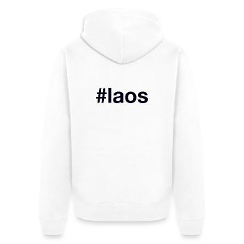 Laos Hashtag - Unisex Premium Bio Zip Hoodie - Weiß - Hinten - Thijin (182cm)