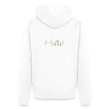 Pixel Rétro 80 Ans Octogénaire Cadeau Fête 1946 - Veste à capuche bio Premium Unisexe - blanc - Dos - Thijin (182cm)