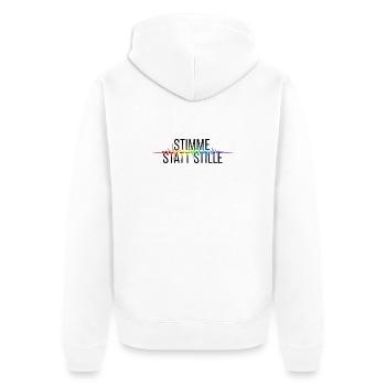 Stimme Statt Stille Pride Statement - Unisex Premium Bio Zip Hoodie - Weiß - Hinten - Thijin (182cm)