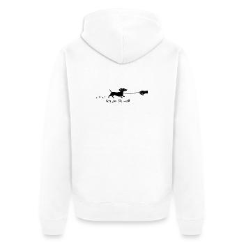 Here For The Walk Dackel Silhouette Design - Unisex Premium Bio Zip Hoodie - Weiß - Hinten - Thijin (182cm)