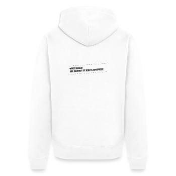 Dummheit ist eingepreist - Unisex Premium Bio Zip Hoodie - Weiß - Hinten - Thijin (182cm)