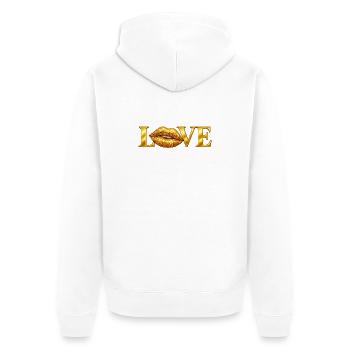 Liebe Goldene Lippen - Unisex Premium Bio Zip Hoodie - Weiß - Hinten - Thijin (182cm)