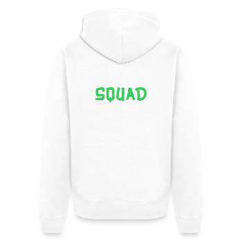 squad- - Unisex Premium Bio Zip Hoodie - Weiß - Hinten - Thijin (182cm)