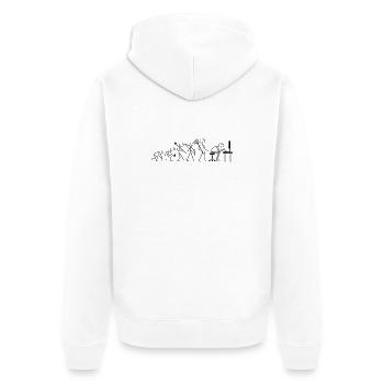 Evolution Computerarbeit - Unisex Premium Bio Zip Hoodie - Weiß - Hinten - Thijin (182cm)