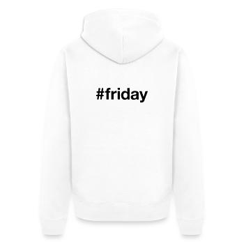 FREITAG Hashtag friday - Unisex Premium Bio Zip Hoodie - Weiß - Hinten - Thijin (182cm)