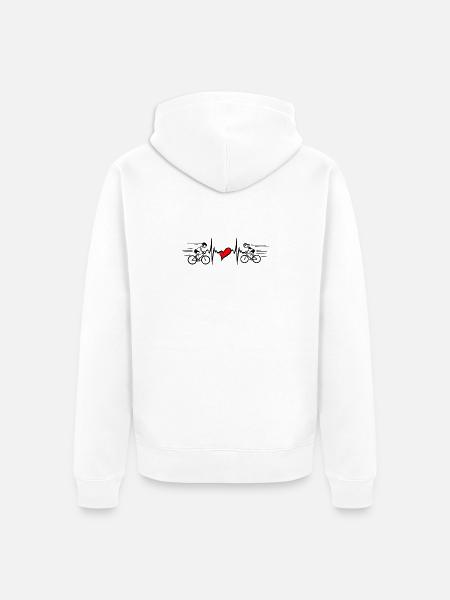 Zwei Radfahrer mit Herzschlag - Unisex Premium Bio Zip Hoodie - Weiß