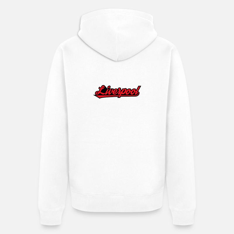 Liverpool Script on Black - Veste à capuche bio Premium Unisexe - blanc