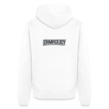 Damagejoy - Unisex Premium Bio Zip Hoodie - Weiß - Hinten - Thijin (182cm)