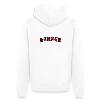 Sinner - Unisex Premium Organic Zip Hoodie - white - Back - Thijin (182cm)