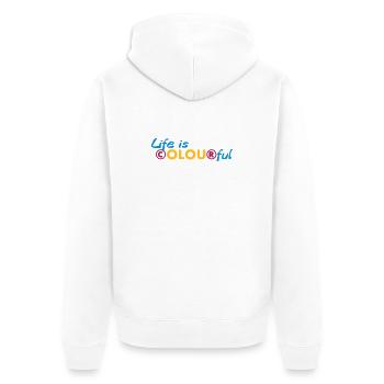 Life is colourful - Unisex Premium Bio Zip Hoodie - Weiß - Hinten - Thijin (182cm)