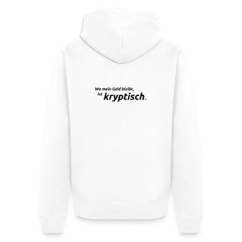 Krypto - Unisex Premium Bio Zip Hoodie - Weiß - Hinten - Thijin (182cm)