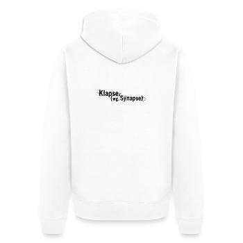 Klapse wegen Synapse - Unisex Premium Bio Zip Hoodie - Weiß - Hinten - Thijin (182cm)