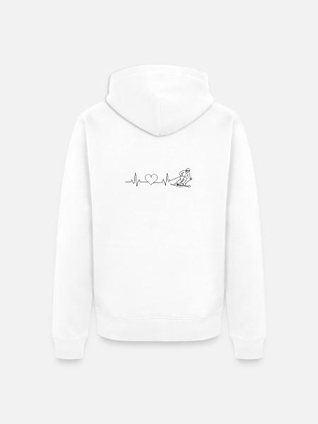 Skiing Love Pulse Heartbeat - Unisex Premium Organic Zip Hoodie - white