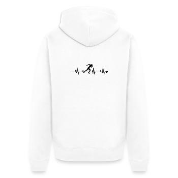 Läuferin - Unisex Premium Bio Zip Hoodie - Weiß - Hinten - Thijin (182cm)