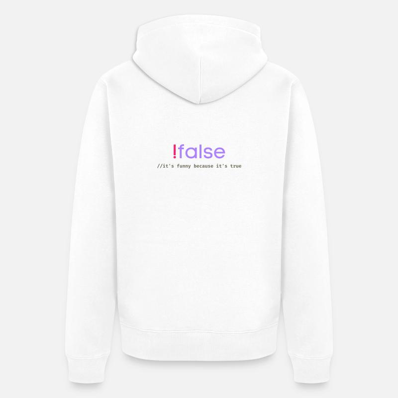 Ifalse Funny Coder Programmierungswortspiel - Unisex Premium Bio Zip Hoodie - Weiß
