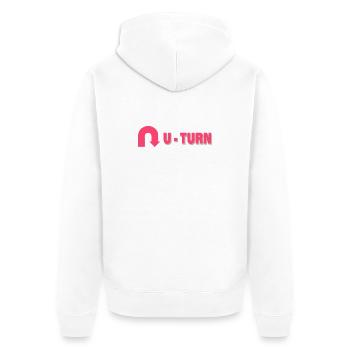 U-TURN - Unisex Premium Bio Zip Hoodie - Weiß - Hinten - Thijin (182cm)