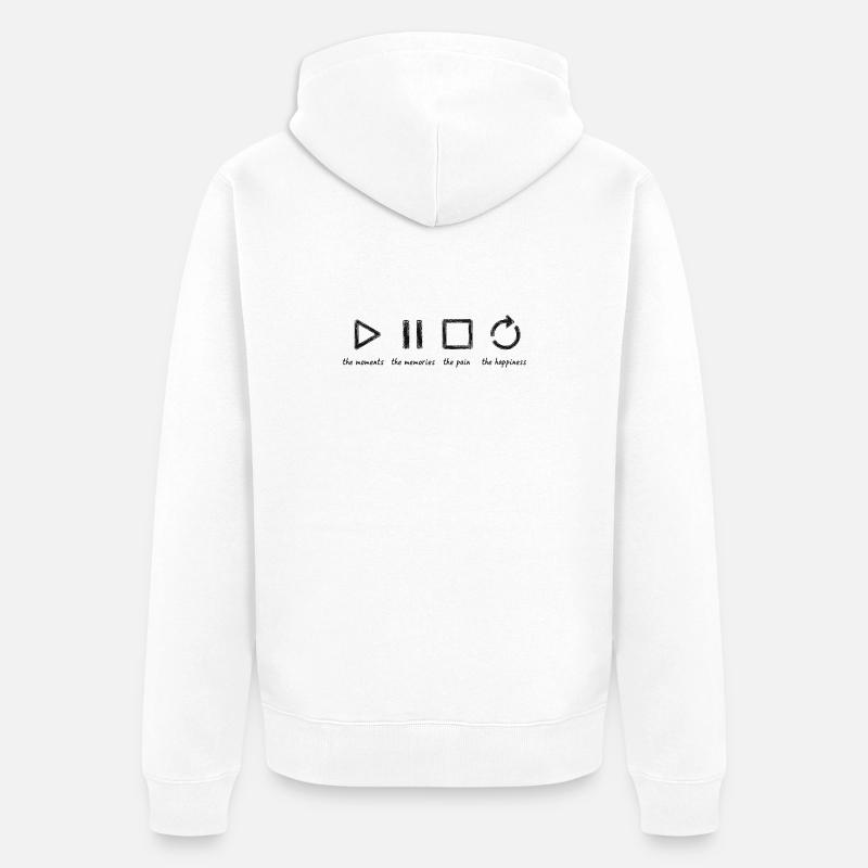 Pleine conscience, moments, souvenirs, bonheur - Veste à capuche bio Premium Unisexe - blanc
