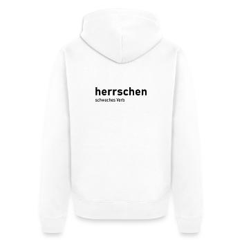 herrschen schwaches Verb - Unisex Premium Bio Zip Hoodie - Weiß - Hinten - Thijin (182cm)
