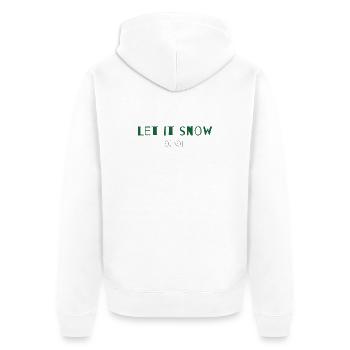 Let It Snow or Not – Trockenes Weihnachtsstatement - Unisex Premium Bio Zip Hoodie - Weiß - Hinten - Thijin (182cm)