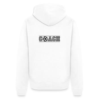 Fußballtrainer - Unisex Premium Bio Zip Hoodie - Weiß - Hinten - Thijin (182cm)