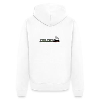 Train chemin de fer locomotive à vapeur voie étroite nostalgie ferroviaire - Veste à capuche bio Premium Unisexe - blanc - Dos - Thijin (182cm)
