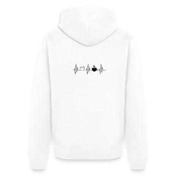 heartbeat heartbeat puls coffee logo icon - Unisex Premium Organic Zip Hoodie - white - Back - Thijin (182cm)