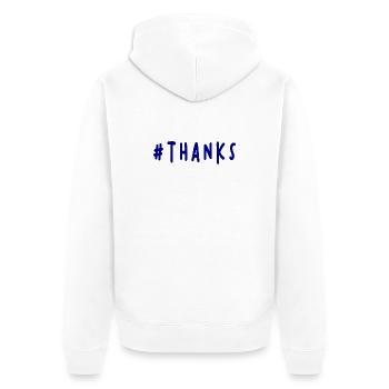 VIELEN DANK. DANKE. VIELEN DANK. JAHRESTAG. GEBURT. - Unisex Premium Bio Zip Hoodie - Weiß - Hinten - Thijin (182cm)