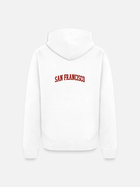 San Francisco Bogen Schriftzug Vintage - Unisex Premium Bio Zip Hoodie - Weiß