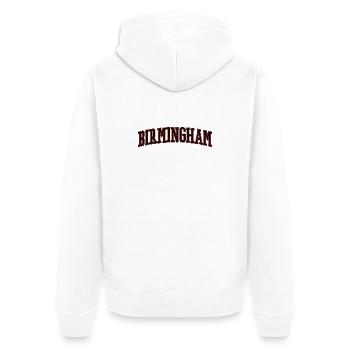 Birmingham Arch Schriftzug - Unisex Premium Bio Zip Hoodie - Weiß - Hinten - Thijin (182cm)