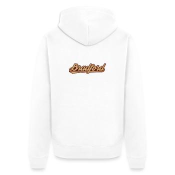 Lettrage vintage Bradford - Veste à capuche bio Premium Unisexe - blanc - Dos - Thijin (182cm)