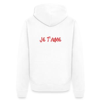 ICH LIEBE DICH. LIEBE. PAAR. GERADE VERHEIRATET. Junggesellinnenabschied - Unisex Premium Bio Zip Hoodie - Weiß - Hinten - Thijin (182cm)