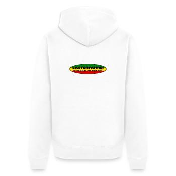 LASTERFAHREI - Do Reggae Mi Ned Auf! REGGAE Oval - Unisex Premium Bio Zip Hoodie - Weiß - Hinten - Thijin (182cm)
