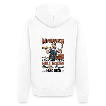 Le maçon - Veste à capuche bio Premium Unisexe - blanc - Dos - Thijin (182cm)