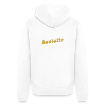 Raclette Käse Schriftzug 3D - Unisex Premium Bio Zip Hoodie - Weiß - Hinten - Thijin (182cm)