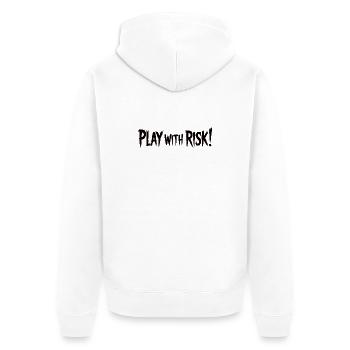 Play With Risk Bold Graphic Text - Unisex Premium Organic Zip Hoodie - white - Back - Thijin (182cm)