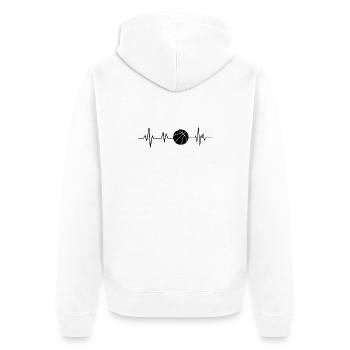 Herzschlag-Basketball - Unisex Premium Bio Zip Hoodie - Weiß - Hinten - Thijin (182cm)