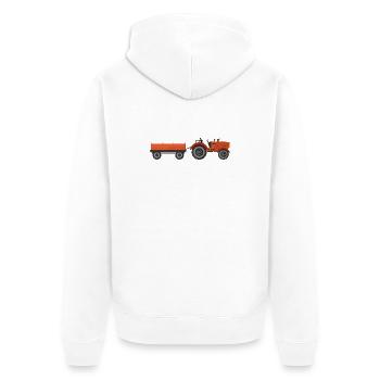 Traktor - Unisex Premium Bio Zip Hoodie - Weiß - Hinten - Thijin (182cm)