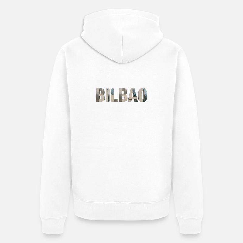 BILBAO – Typographie architecturale moderne - Veste à capuche bio Premium Unisexe - blanc