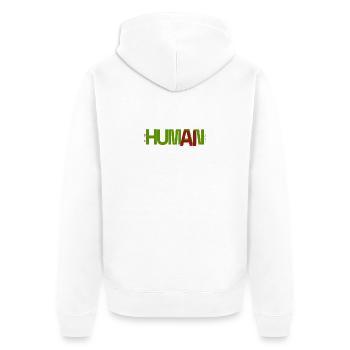 Human - Unisex Premium Organic Zip Hoodie - white - Back - Thijin (182cm)