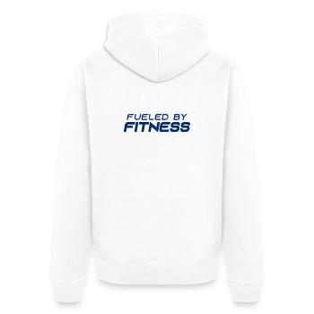 Alimenté par la forme physique - Sport - Salle de sport - Athlétisme - Veste à capuche bio Premium Unisexe - blanc - Dos - Thijin (182cm)