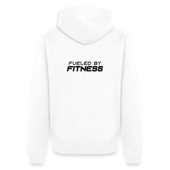 Alimenté par la forme physique - Sport - Salle de sport - Athlétisme - Veste à capuche bio Premium Unisexe - blanc - Dos - Thijin (182cm)