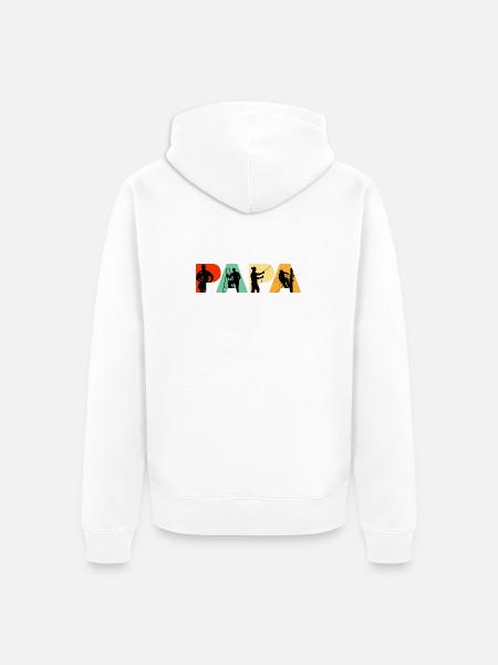 Papa Electrician Sparky Retro Silhouette - Unisex Premium Organic Zip Hoodie - white