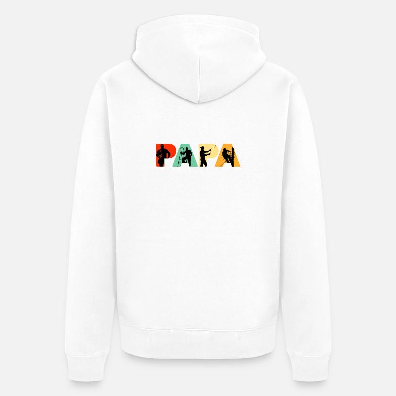 Papa Électricien Sparky Silhouette rétro - Veste à capuche bio Premium Unisexe - blanc