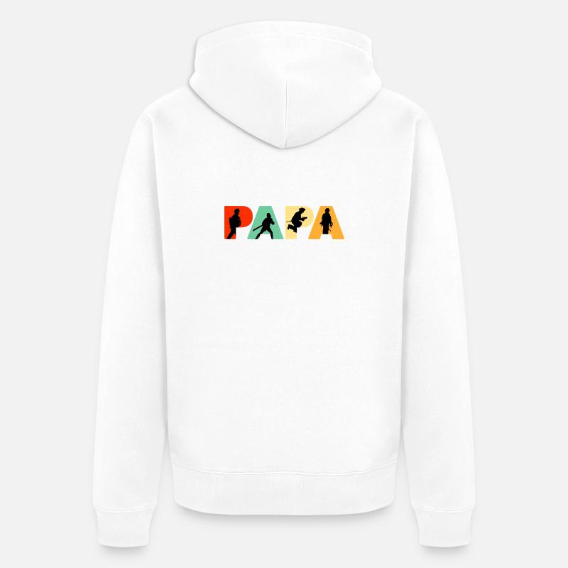 Papa Pompier, Pompier Rétro, Héros Papa - Veste à capuche bio Premium Unisexe - blanc